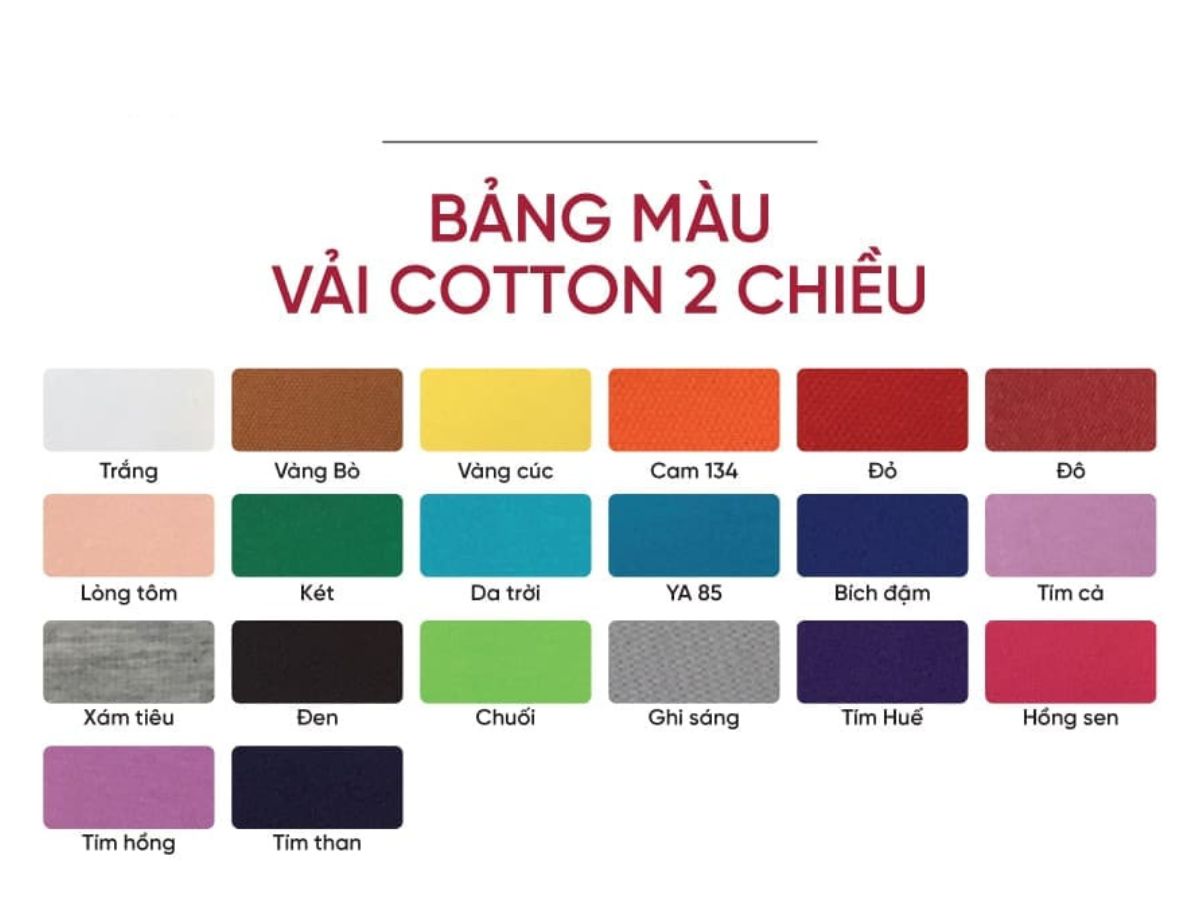 Bảng màu vải Cotton 2 chiều tại Handy Uni mang đến lựa chọn đa dạng
