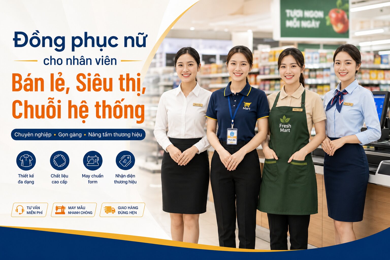 Đồng phục đồng bộ giúp gia tăng khả năng nhận diện thương hiệu tại điểm bán