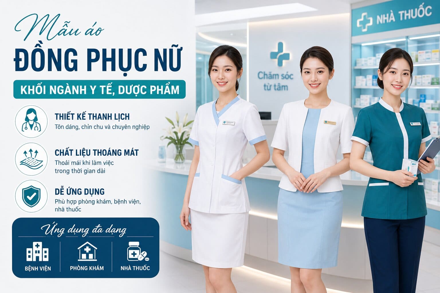 Đồng phục y tế hiện đại chú trọng yếu tố vệ sinh, nhận diện và sự thoải mái