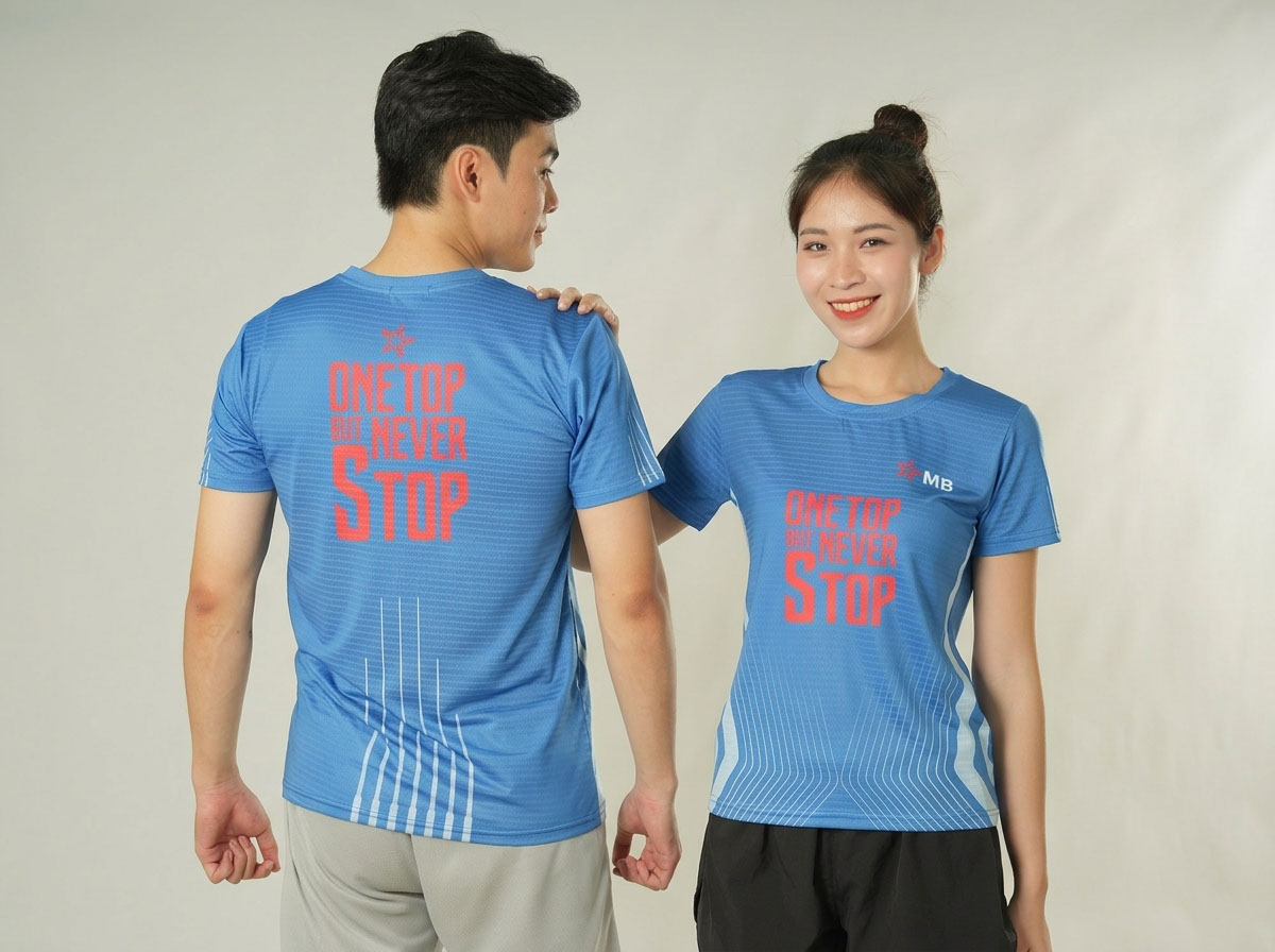 Mẫu áo thun đồng phục team building cổ tròn trẻ trung, năng động