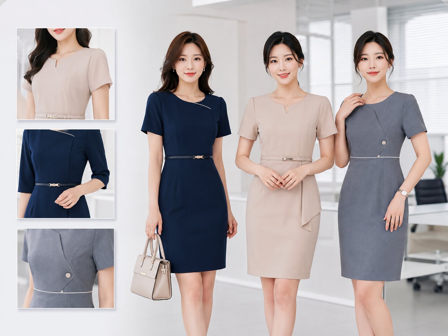 Váy đồng phục nữ liền thân mang lại sự chỉn chu và nâng cao hình ảnh thương hiệu