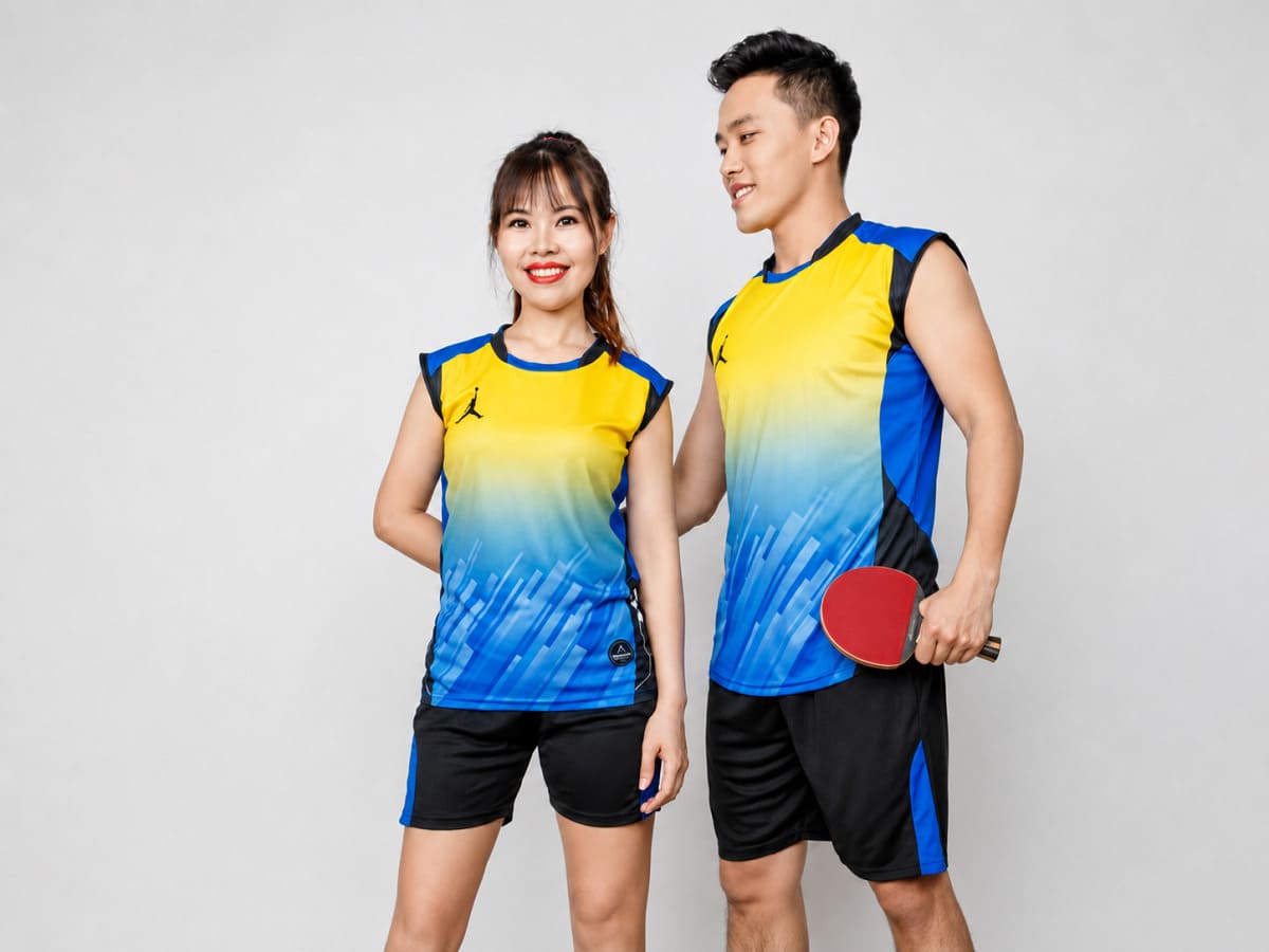 Áo bóng bàn cổ tròn, sát nách mang đến sự thoáng mát, nhẹ và linh hoạt