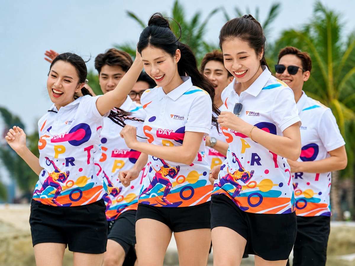 Áo đồng phục teambuilding có thể lựa chọn áo cổ tròn hoặc áo polo