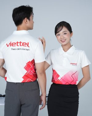 Áo polo đồng phục Viettel form gọn, cổ bẻ lịch sự và thoải mái khi vận động 
