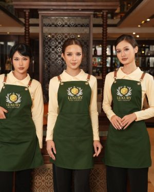 Combo đồng phục nail áo polo tay dài kèm tạp dề