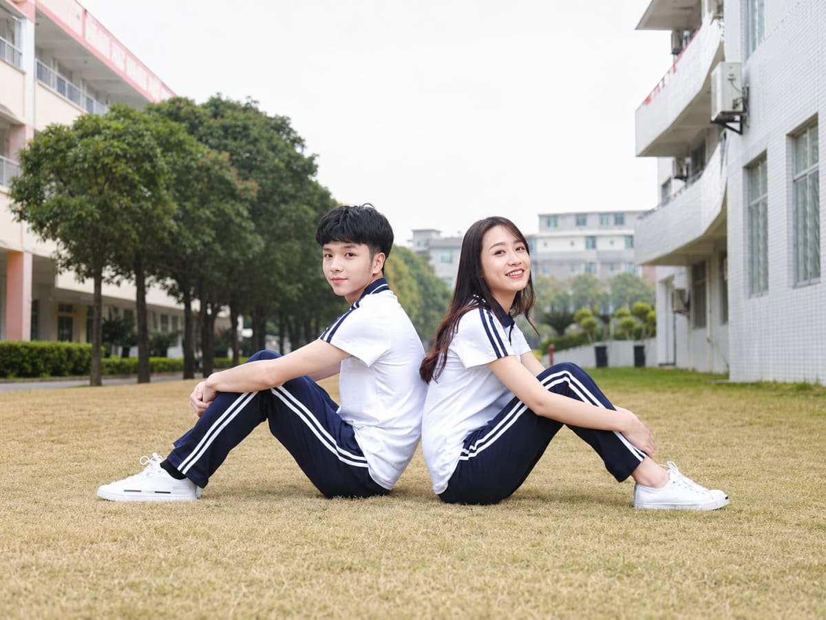 Mẫu đồng phục bộ thể thao áo polo trắng phối xanh than
