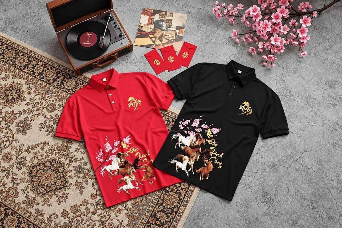 Áo polo gia đình Tết mang đến vẻ ngoài lịch sự