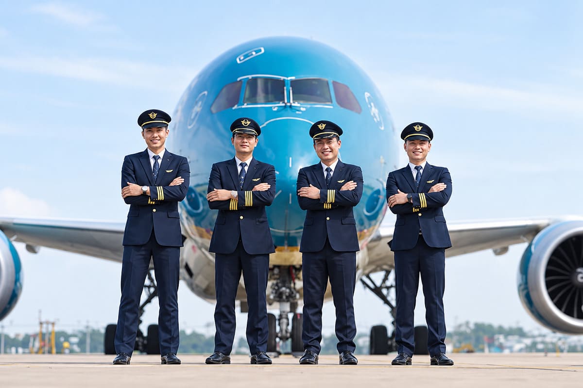 Áo vest giúp hình ảnh phi công Vietnam Airlines chỉn chu, trang trọng hơn