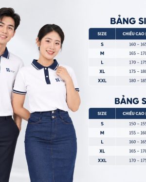 Bảng size nam nữ giúp chọn áo polo phù hợp theo chiều cao và cân nặng