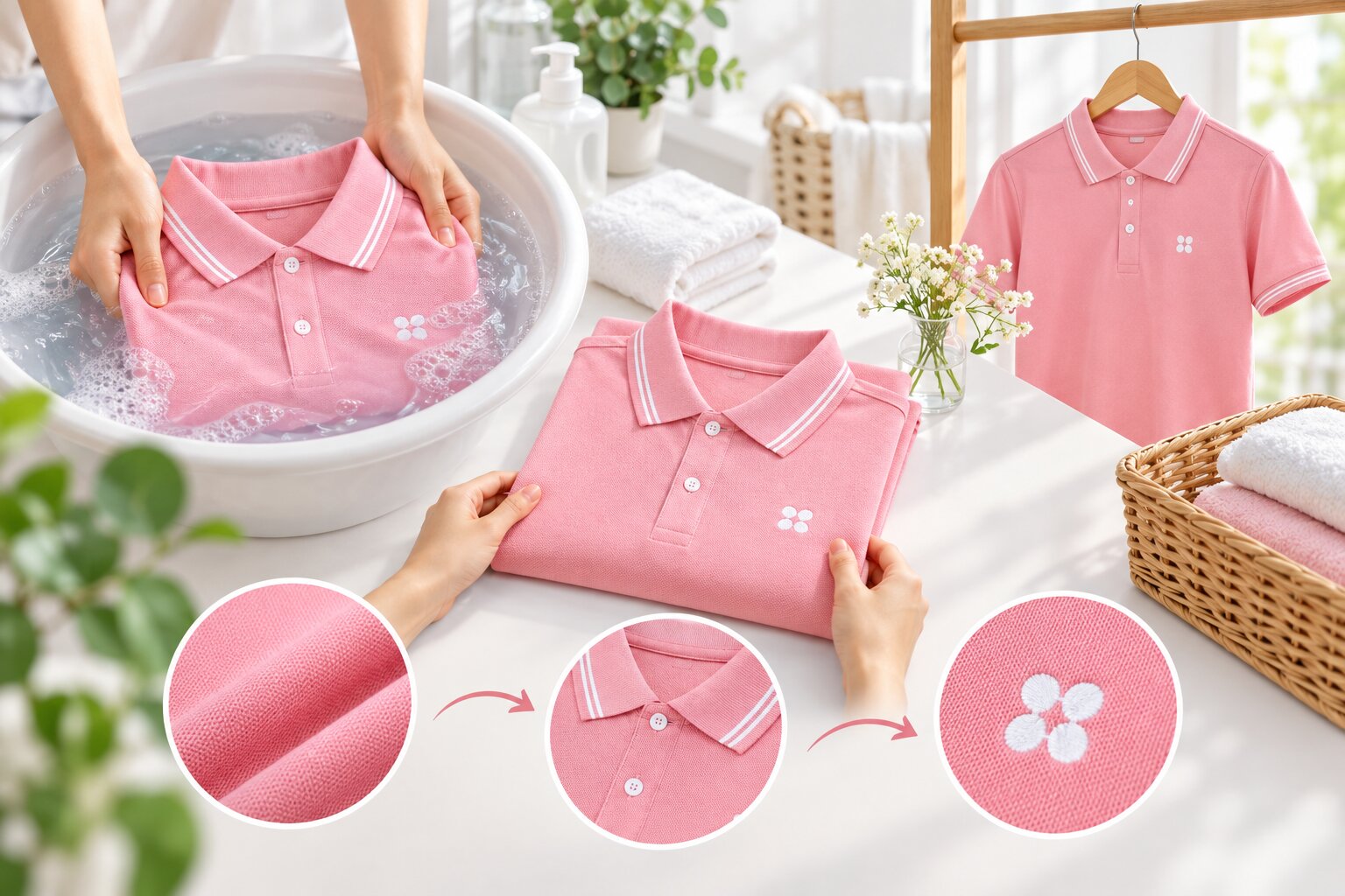 Bảo quản đúng cách giúp áo polo hồng bền màu, giữ form và logo đẹp lâu hơn