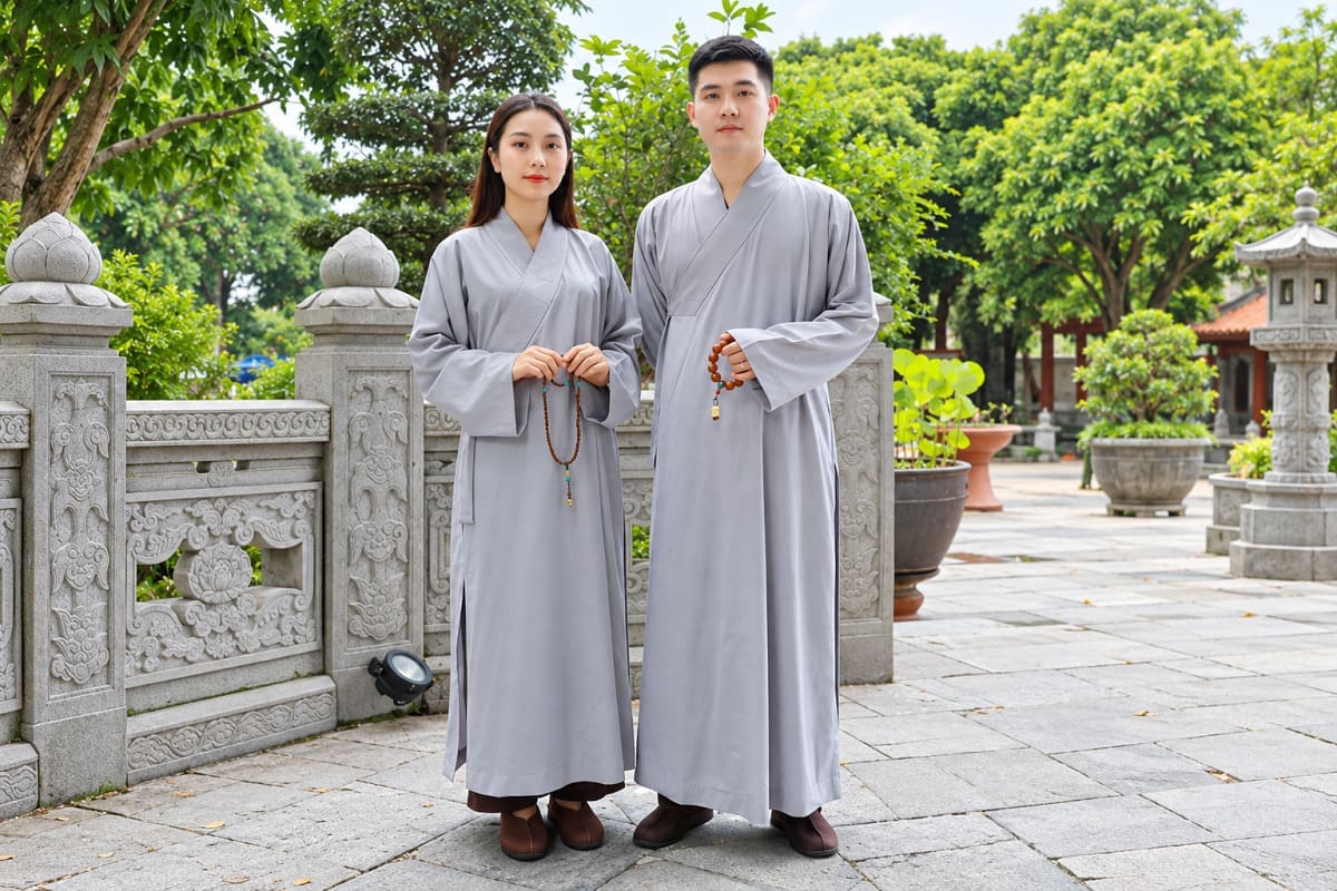 Áo dài lam đi chùa giúp giữ nét thanh lịch