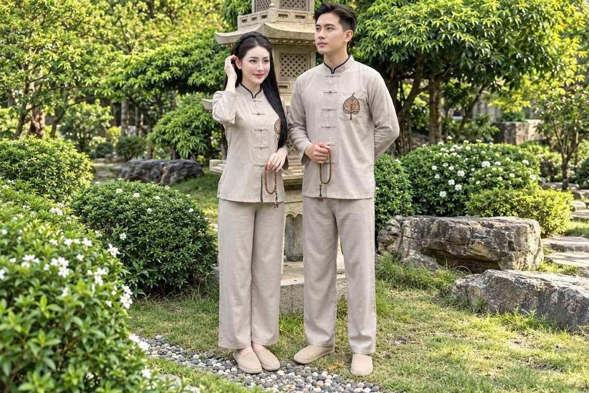 Áo lam đi chùa thường có kiểu dáng truyền thống