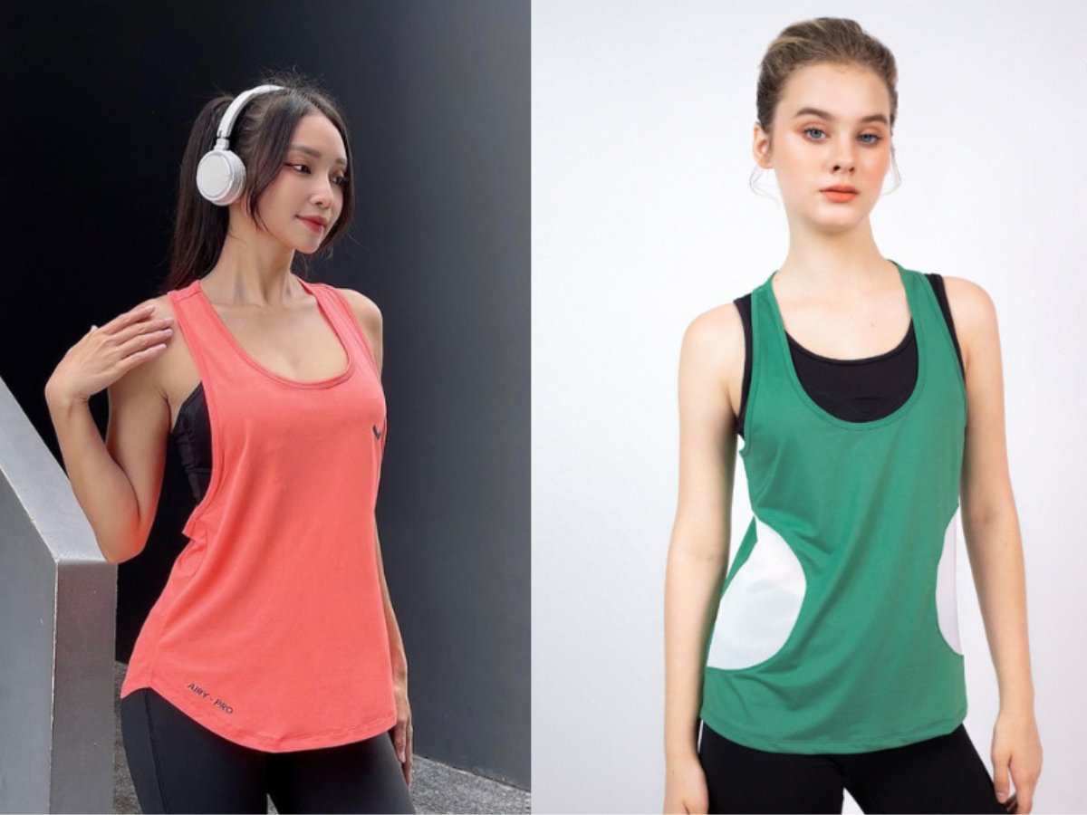 Áo tank top kết hợp quần short tạo cảm giác thoáng mát, năng động
