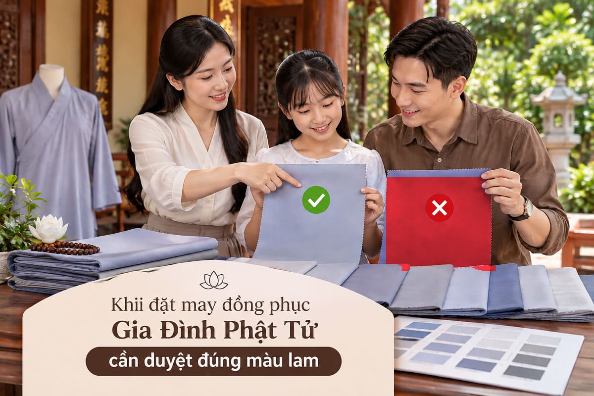 Khi đặt may đồng phục Gia Đình Phật Tử cần duyệt đúng màu lam