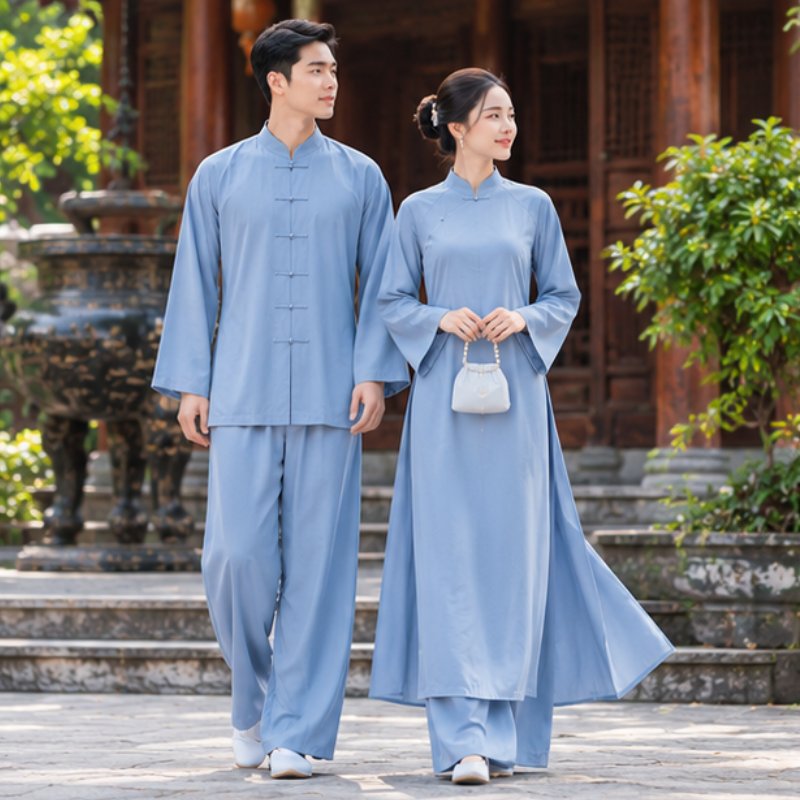 Thiết kế áo và quần đồng màu tạo nên bộ trang phục thống nhất, gọn gàng trong từng cử động